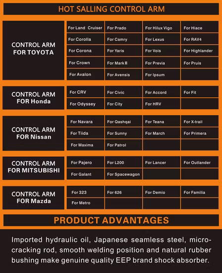 Toyota Honda Nissan Mazda Hyundai Mitsubishi KIA Subaru 용 서스펜션 자동차 부품 제어 암